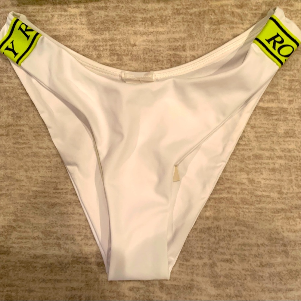 Roxy Hi Sporty Swimsuit Bottom, Women S, White/ Neon Yellow, BNWT